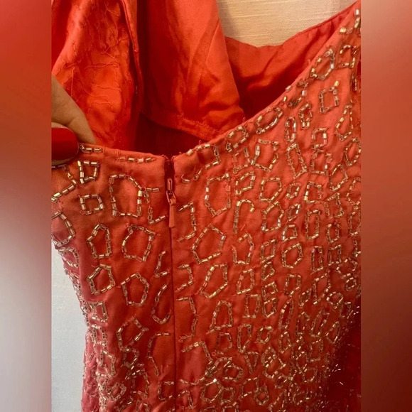 ASOS DESIGN Petite sequin mini dress with puff sleeves in peach - Picture 9 of 12